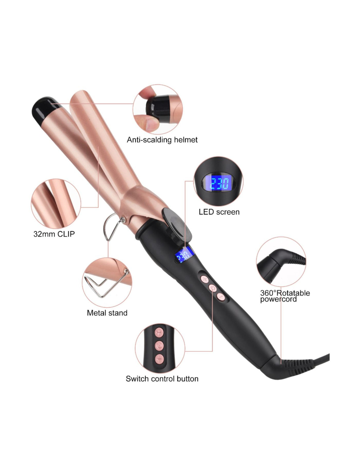 Curling iron anti scald tip
