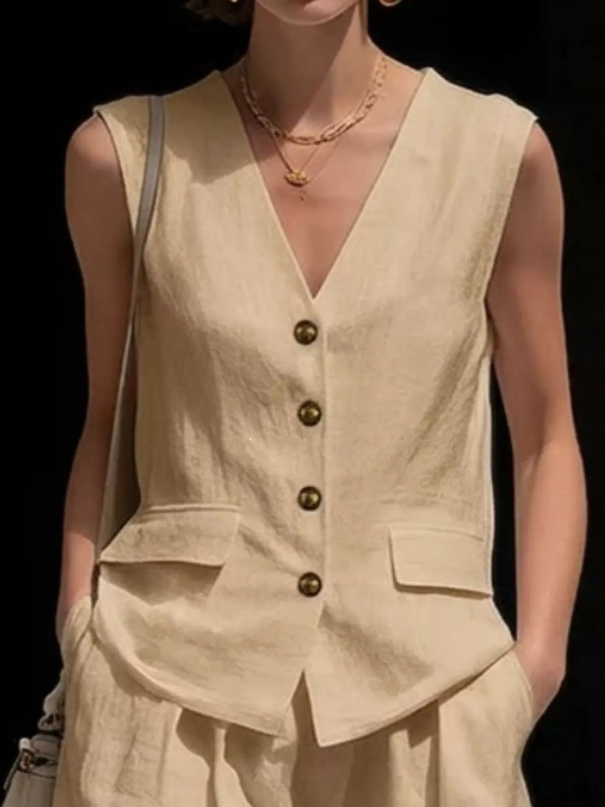 Vest and shorts set in an alternate color, front view