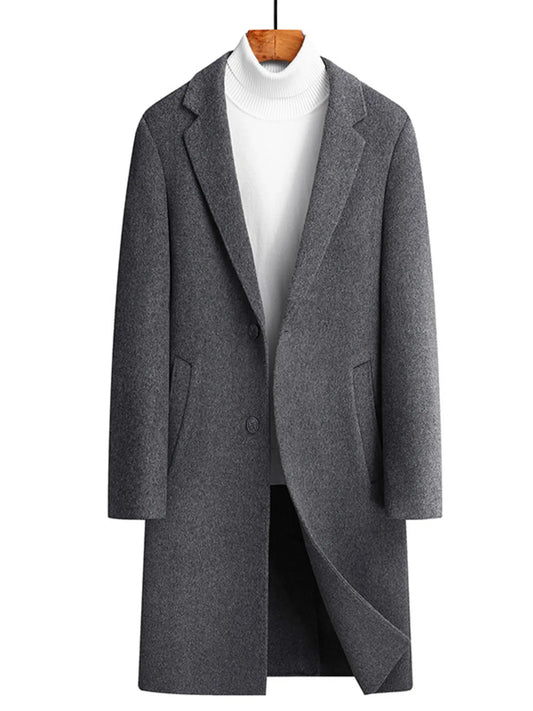Men's Plus Size Lapel Collar Long Coat Grey - Fashorio