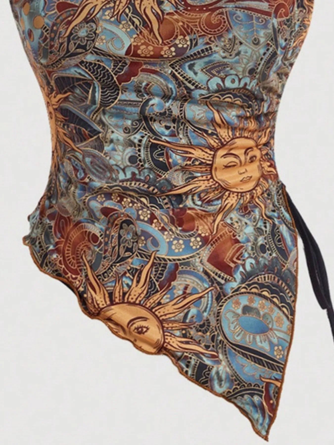 Drawstring Printed Tube Top - Fashorio