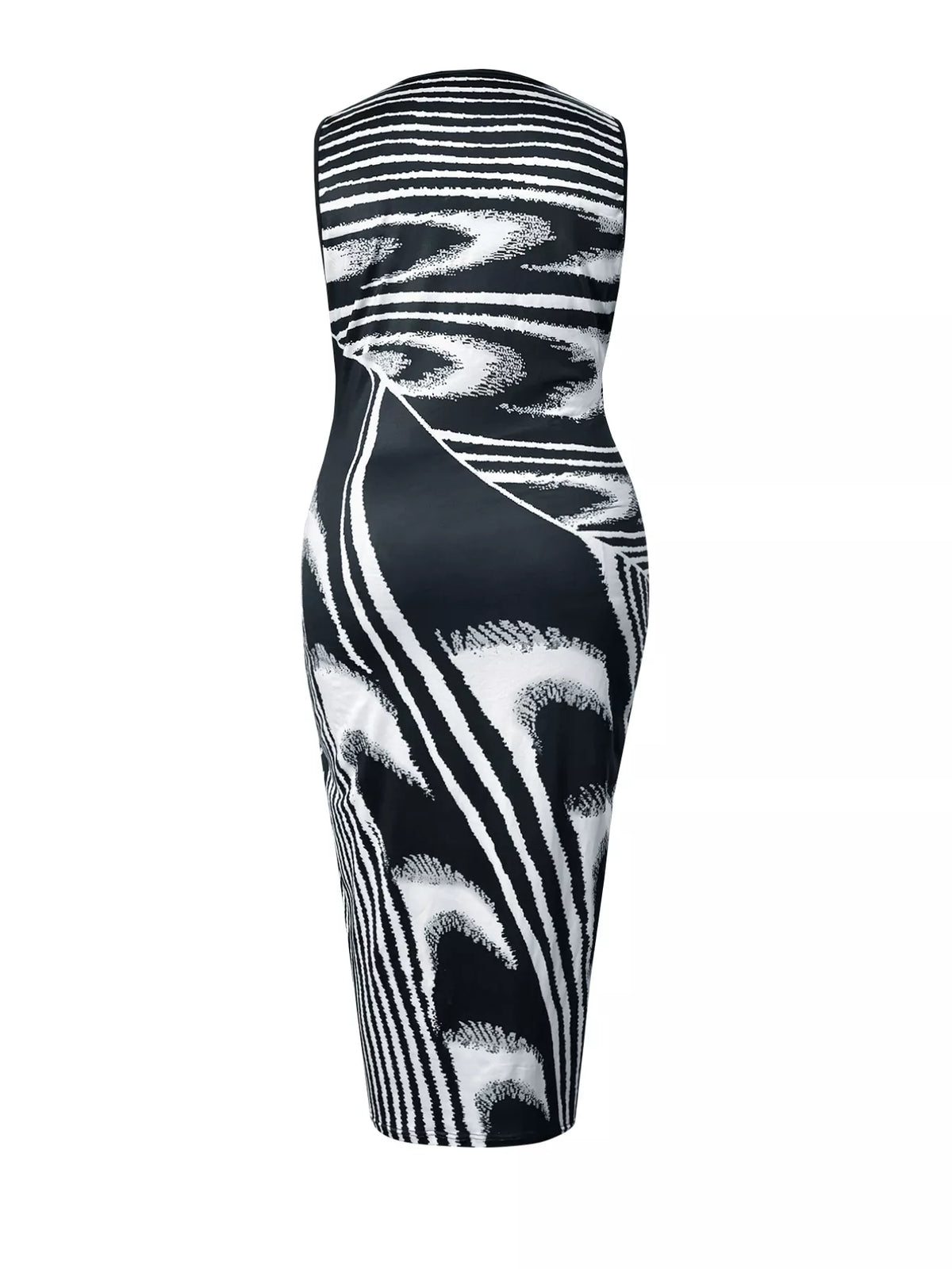 black abstract print bodycon maxi dress fabric detail