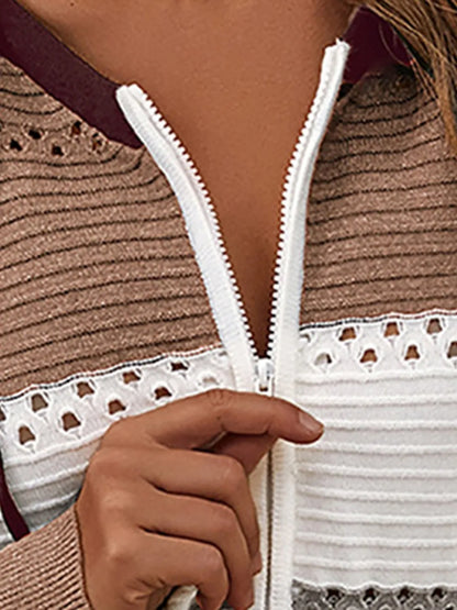 Color Block Drawstring Hooded Sweater - Fashorio