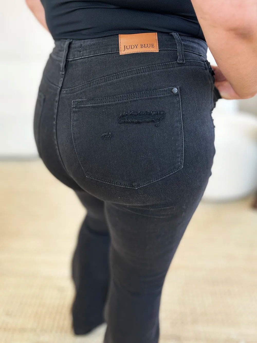 Judy Blue Full Size High Waist Distressed Flare Jeans - Fashorio