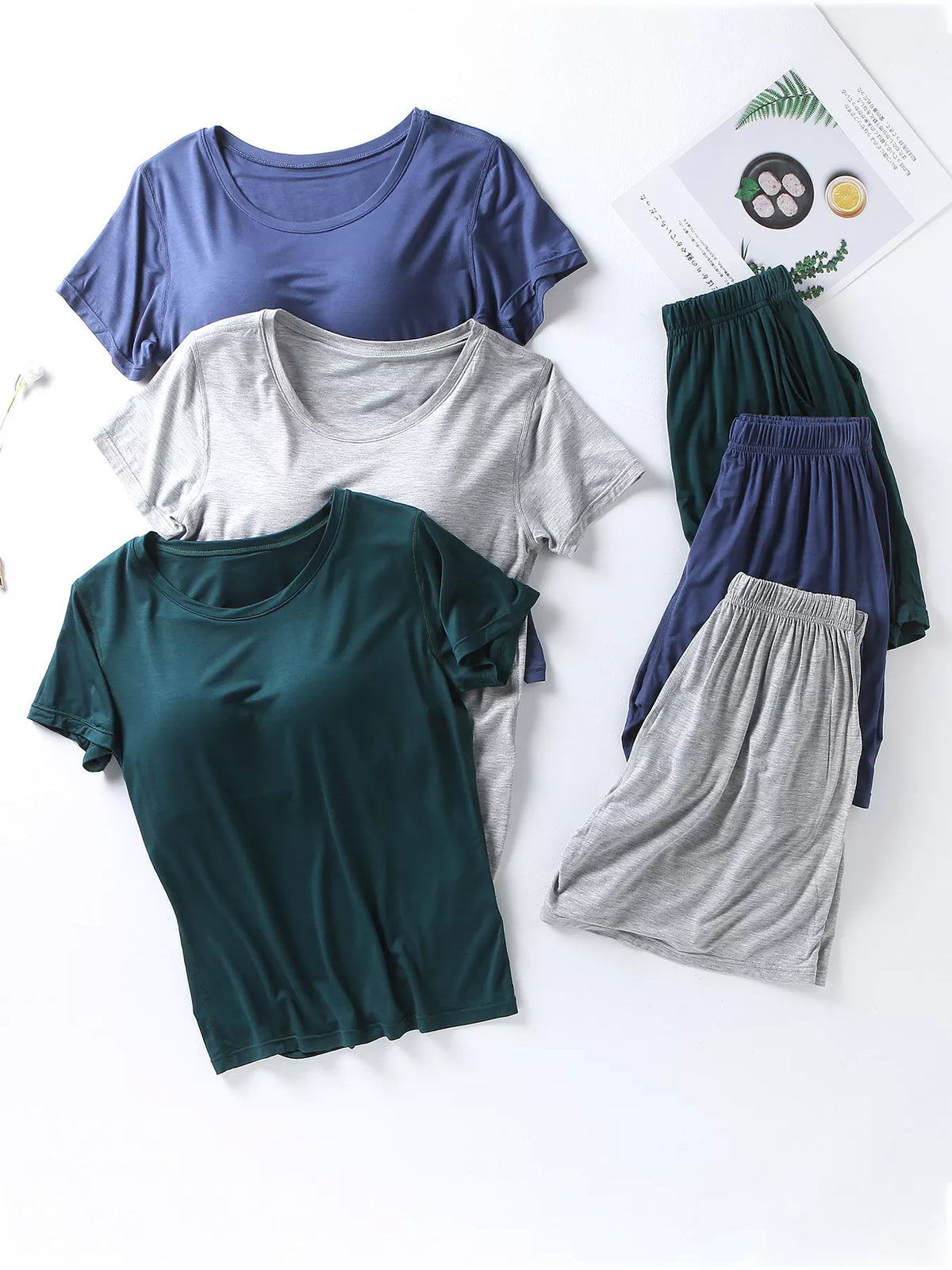 Plus Size Padded Modal Tee and Shorts Two Piece Set, view 22