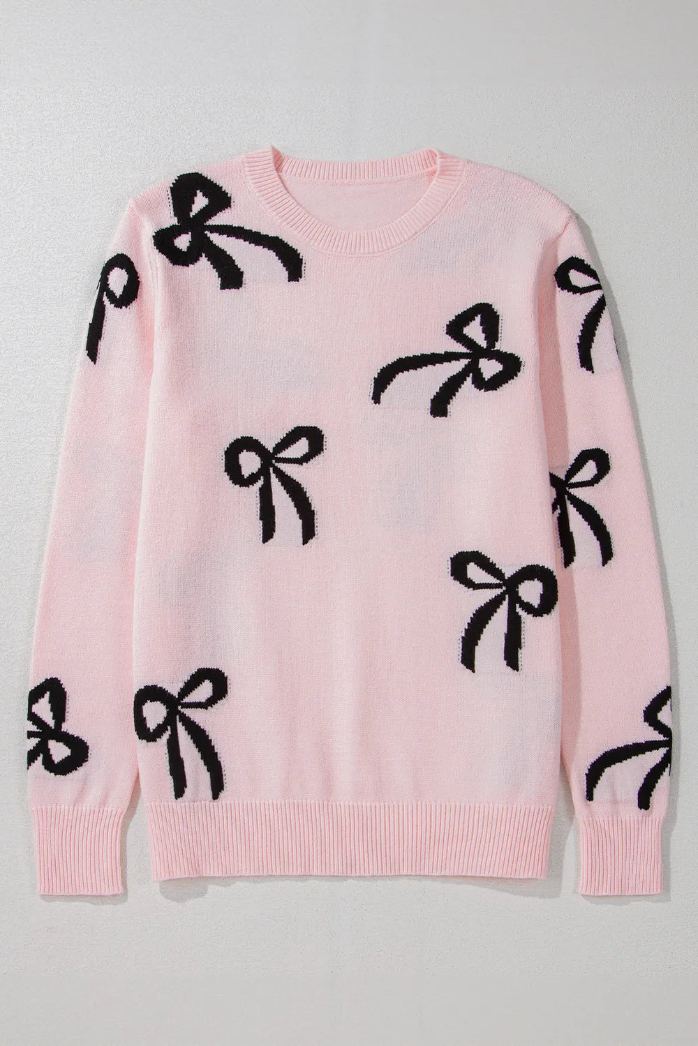 Blush bow sweater styled back view