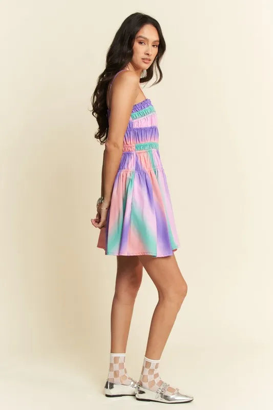 Ombre Print Button Up Dress in Purple view 8