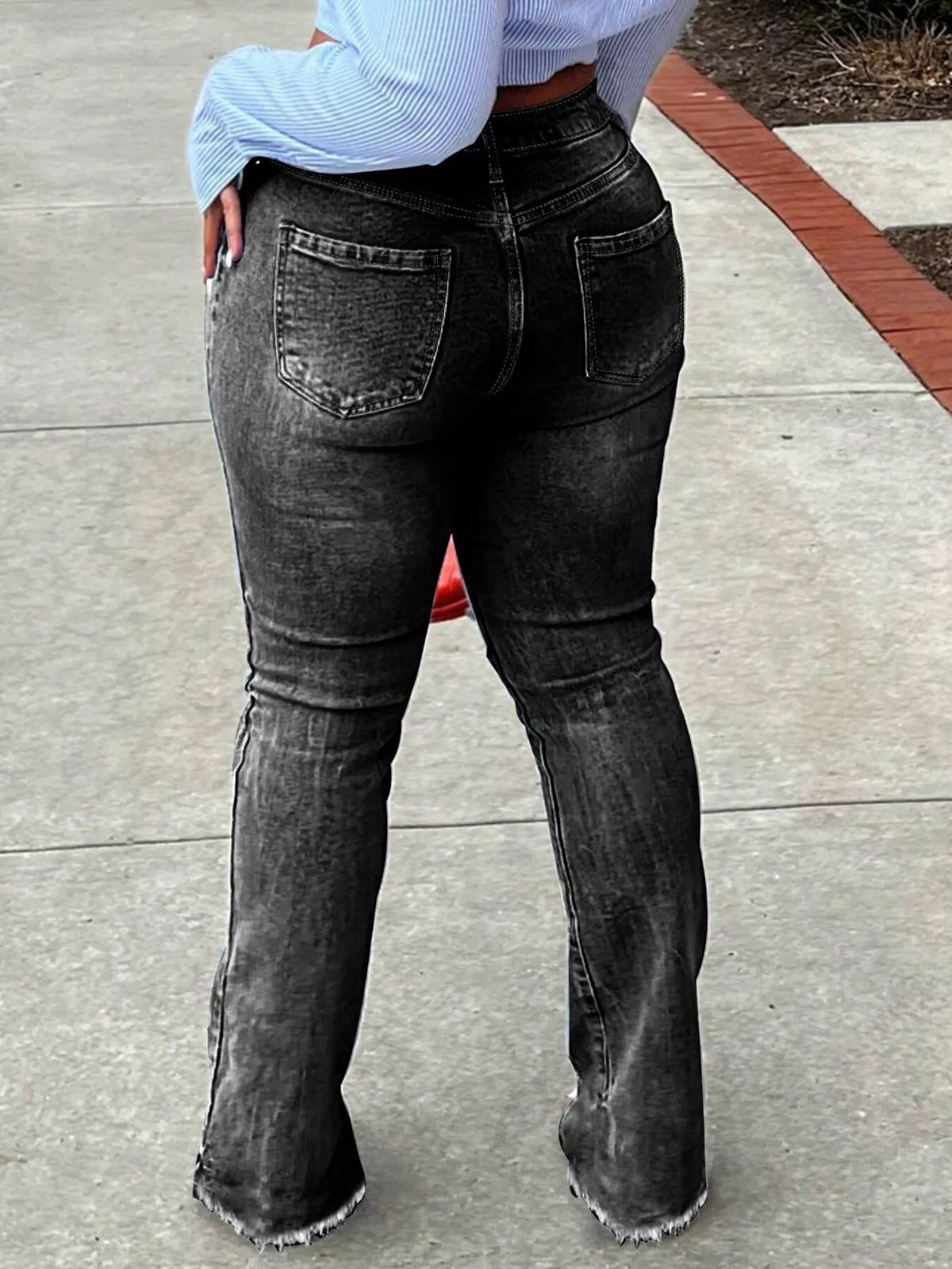 Ripped Knee Flare Denim Jeans, view 10