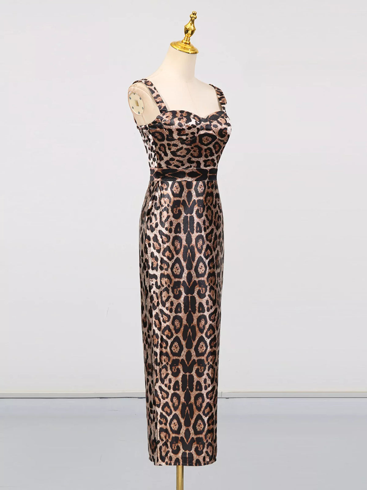 Leopard print bodycon midi dress back view