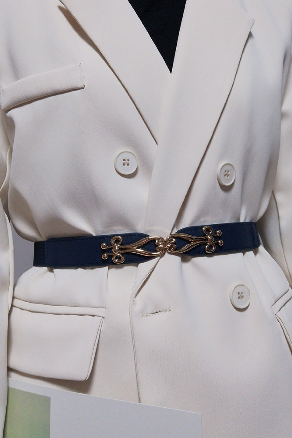 Alloy Buckle Elastic Belt - Fashorio