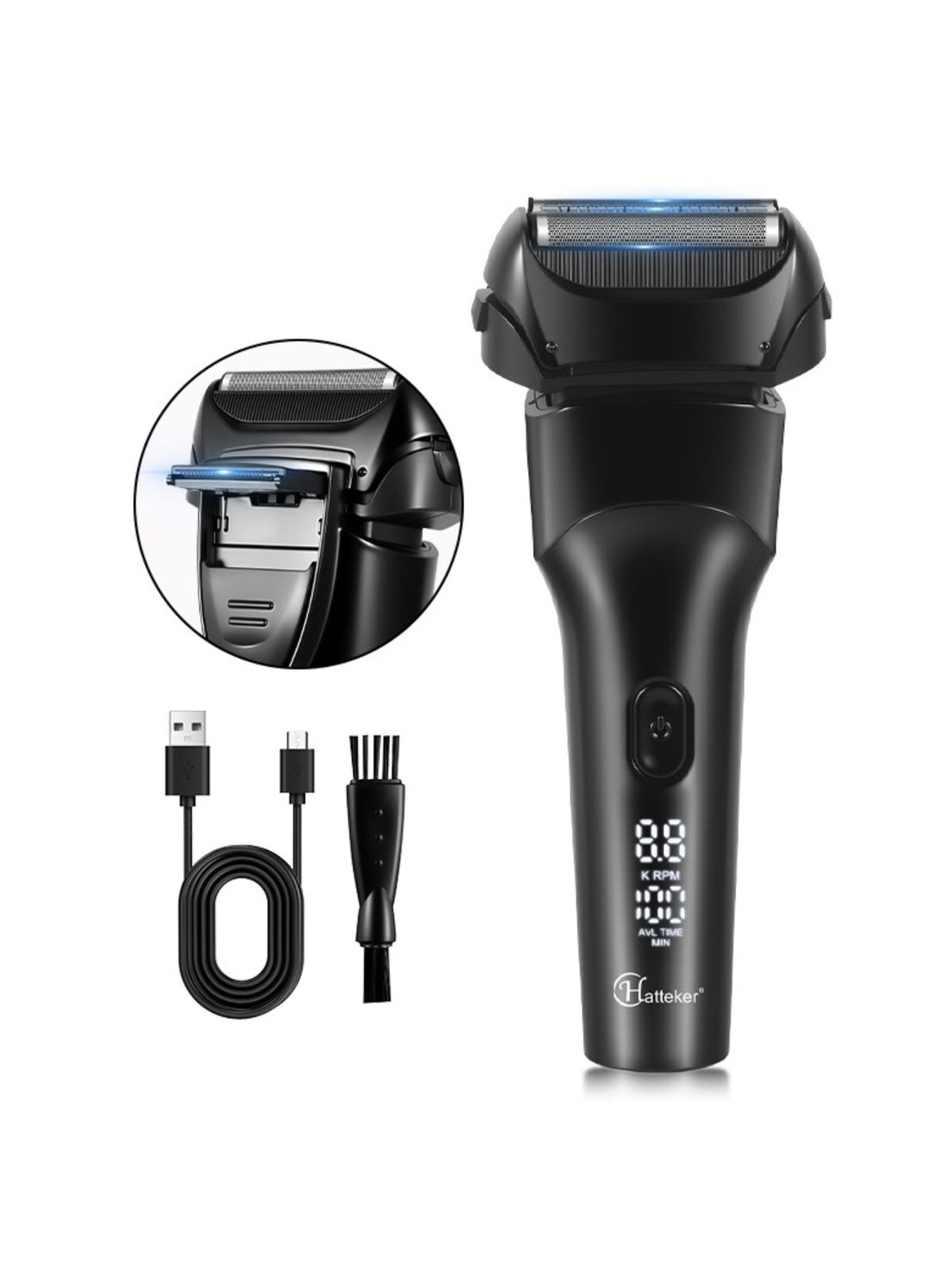 Electric shaver with LED display front view