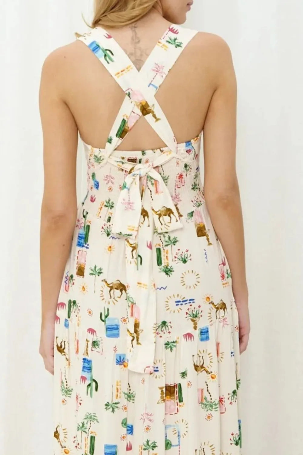 Printed Square Neck Wide Strap Maxi Dress view 6