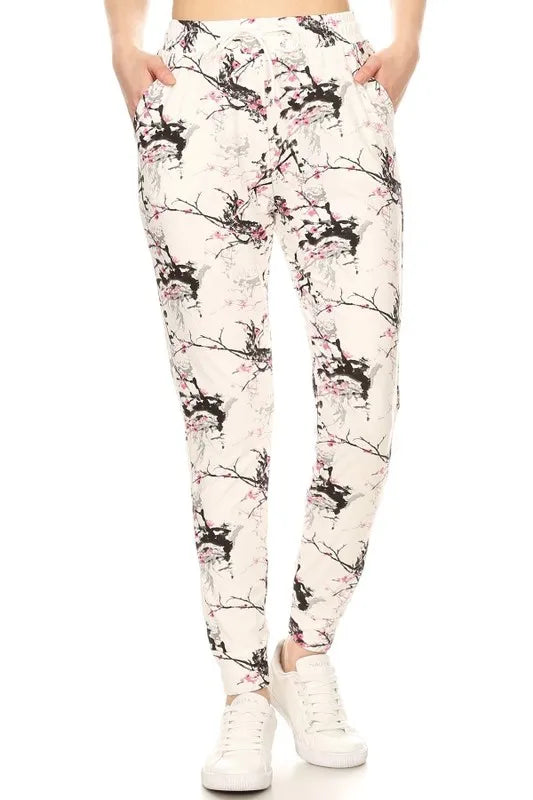 Leggings Depot Full Size Buttery Soft Printed Joggers with Drawstring Plus Size MULTI - Fashorio
