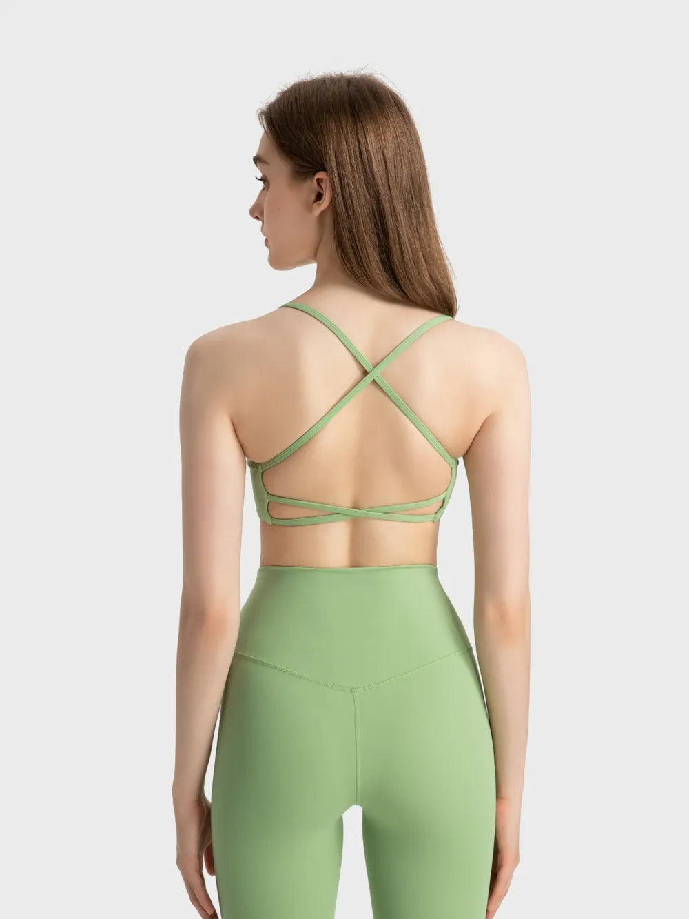 Millennia Crisscross Back Scoop Neck Active Cami with Detachable Chest Pads - Fashorio