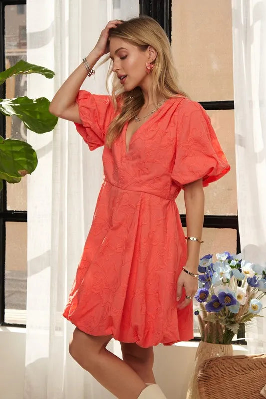 Puff Sleeve Floral Dress back view