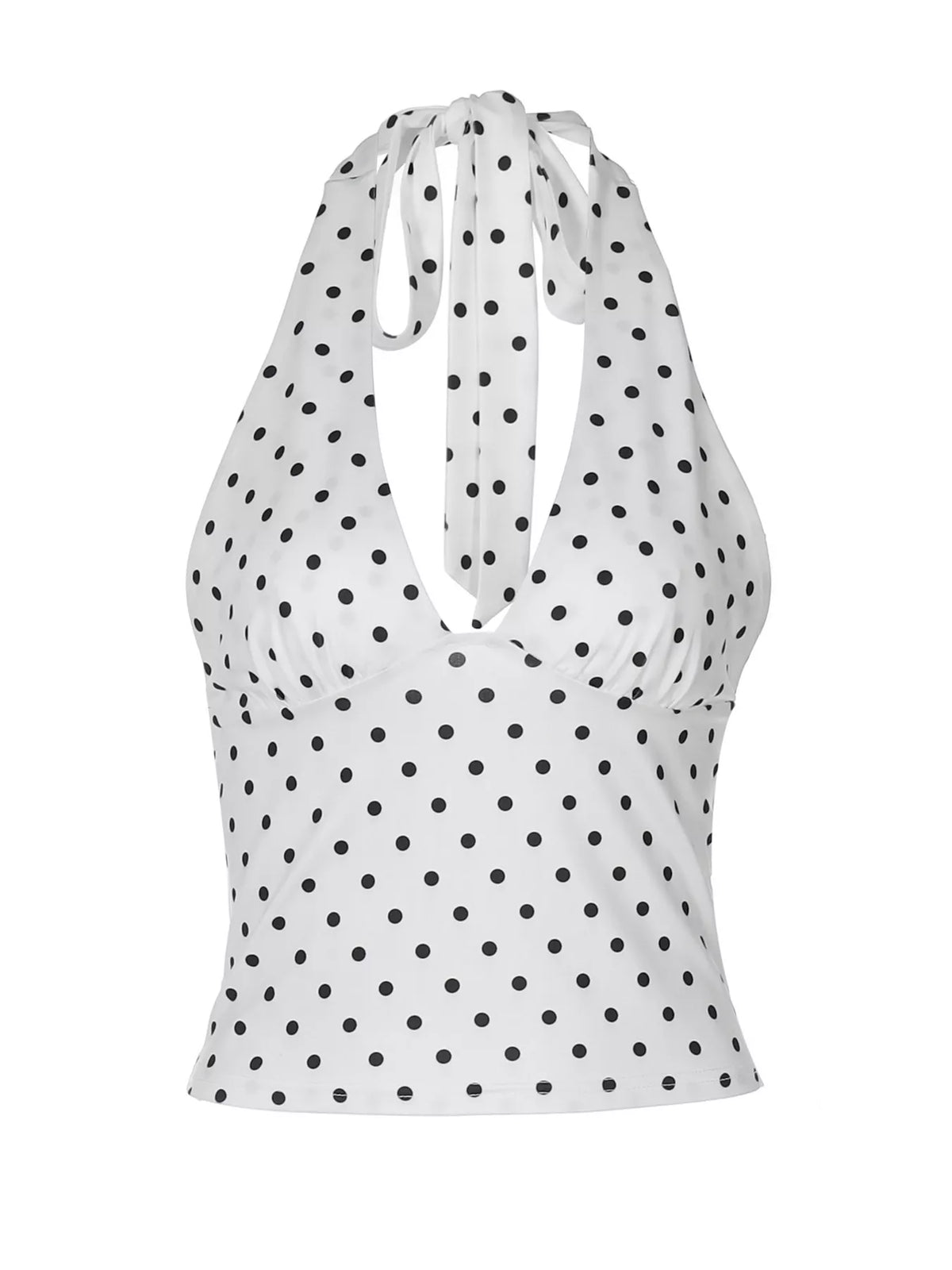 Light yellow polka dot halter neck cami