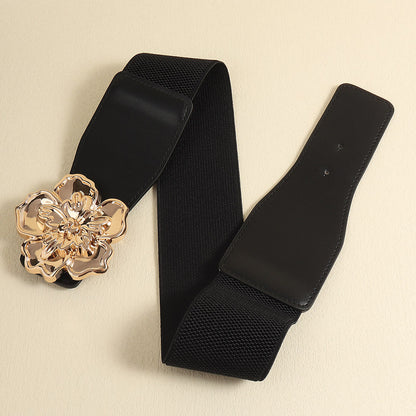 Flower Alloy Buckle Elastic Belt - Fashorio