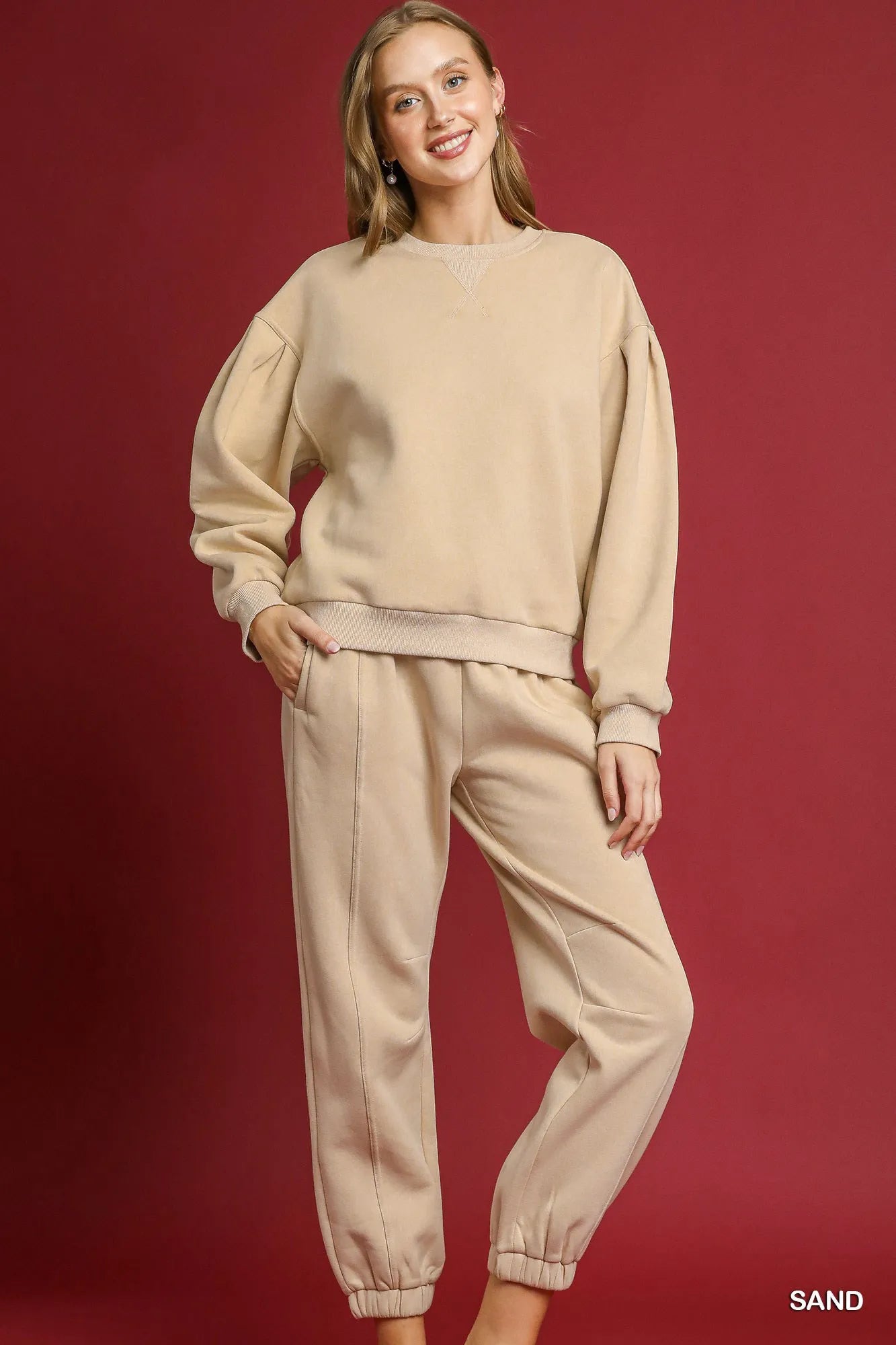 Umgee Fleece Jogger Pants with Drawstring - Fashorio