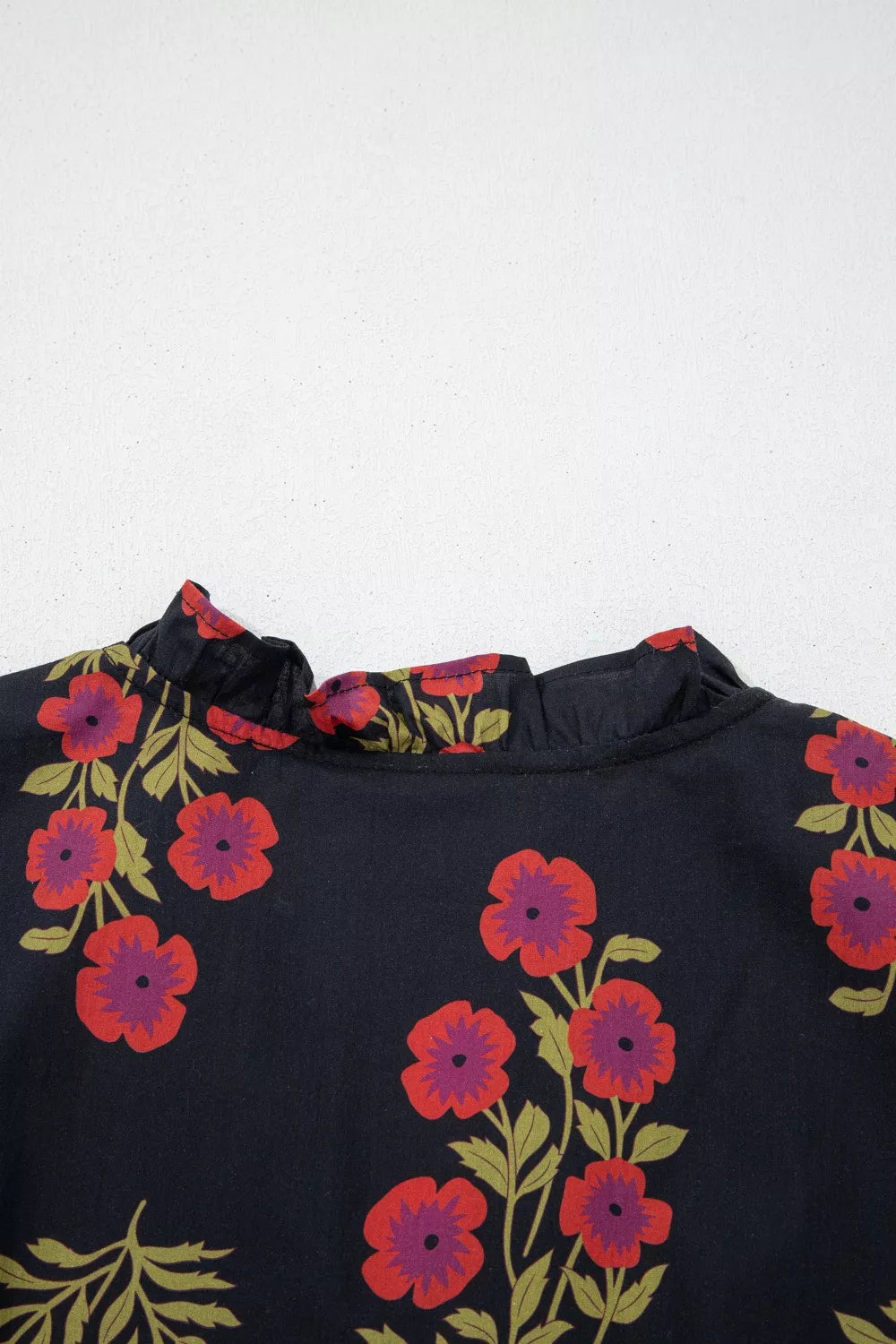 Black floral cotton tiered maxi dress with pockets styled view
