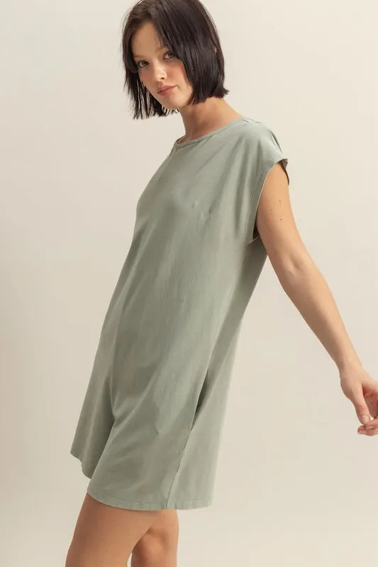 Round Neck Cap Sleeve Relaxed Fit Breezy Romper back view