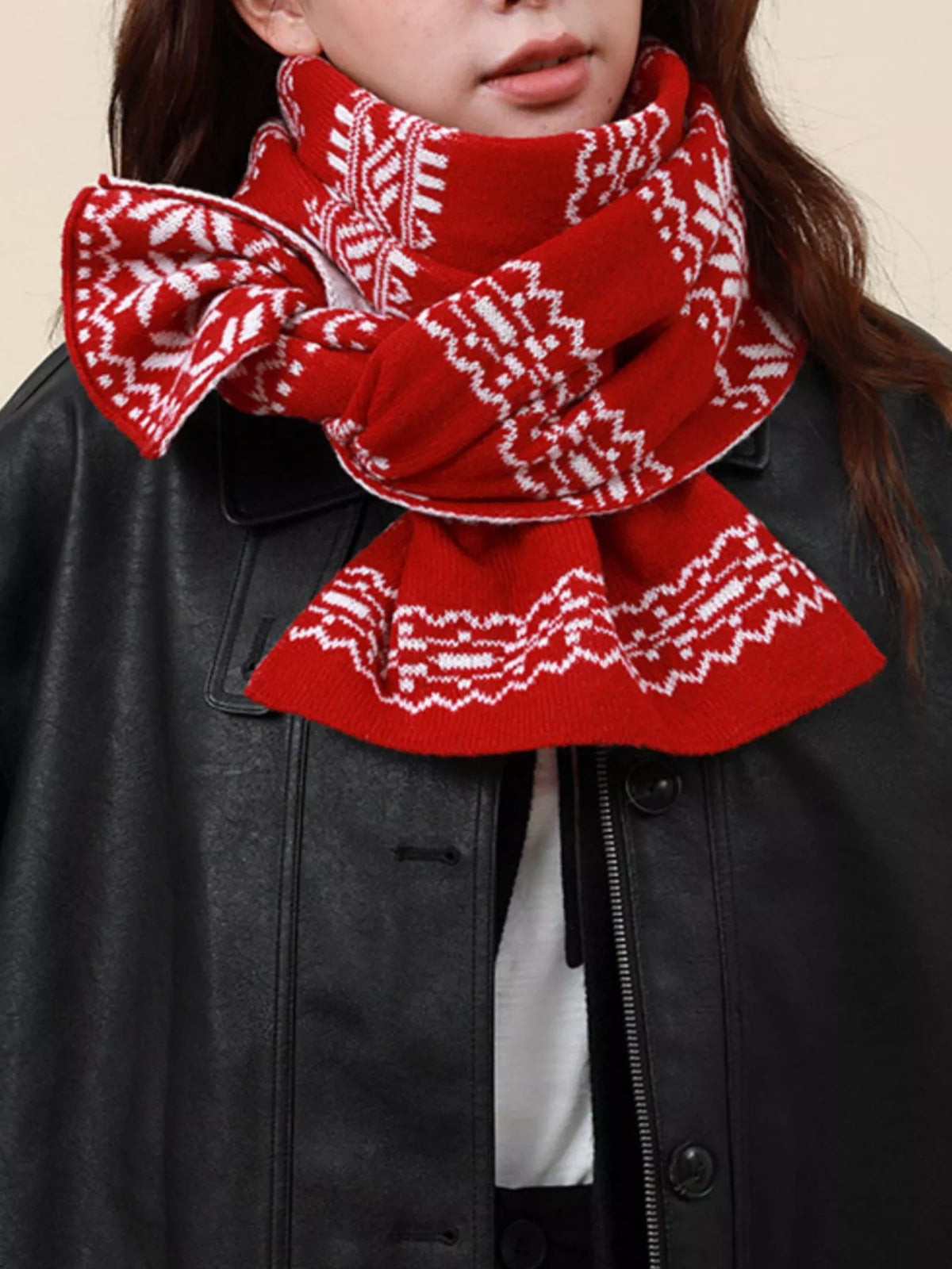 Christmas Snowflake Knit Scarf, view 5