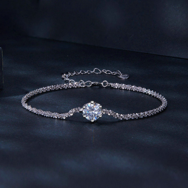 925 sterling silver zircon bracelet, full view