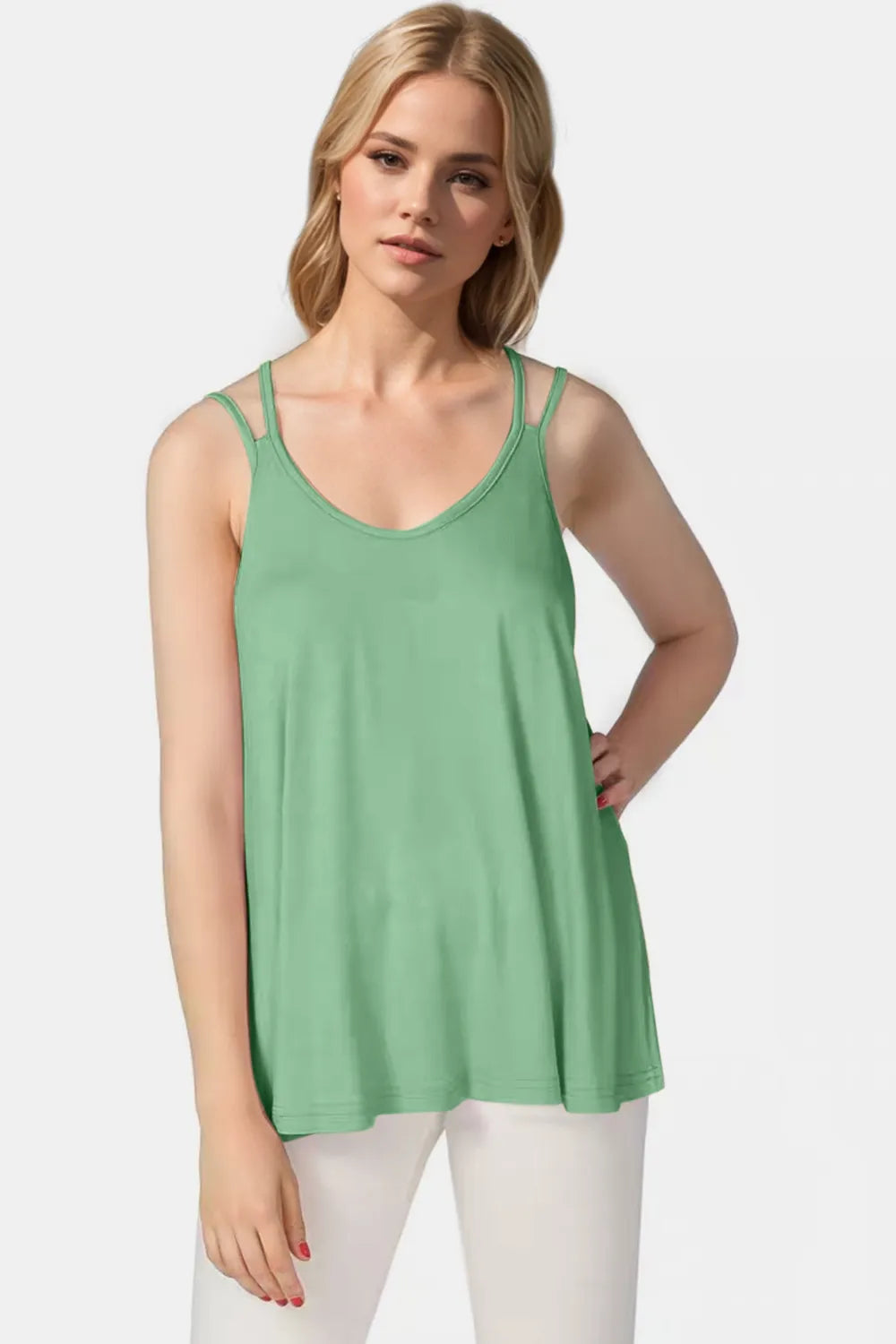 Bamboo scoop neck camisole full length view
