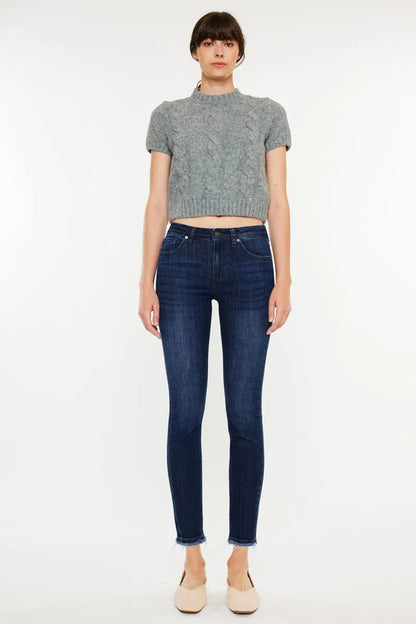 Kancan High-Rise Slim Fit Raw Hem Ankle Jeans - Fashorio