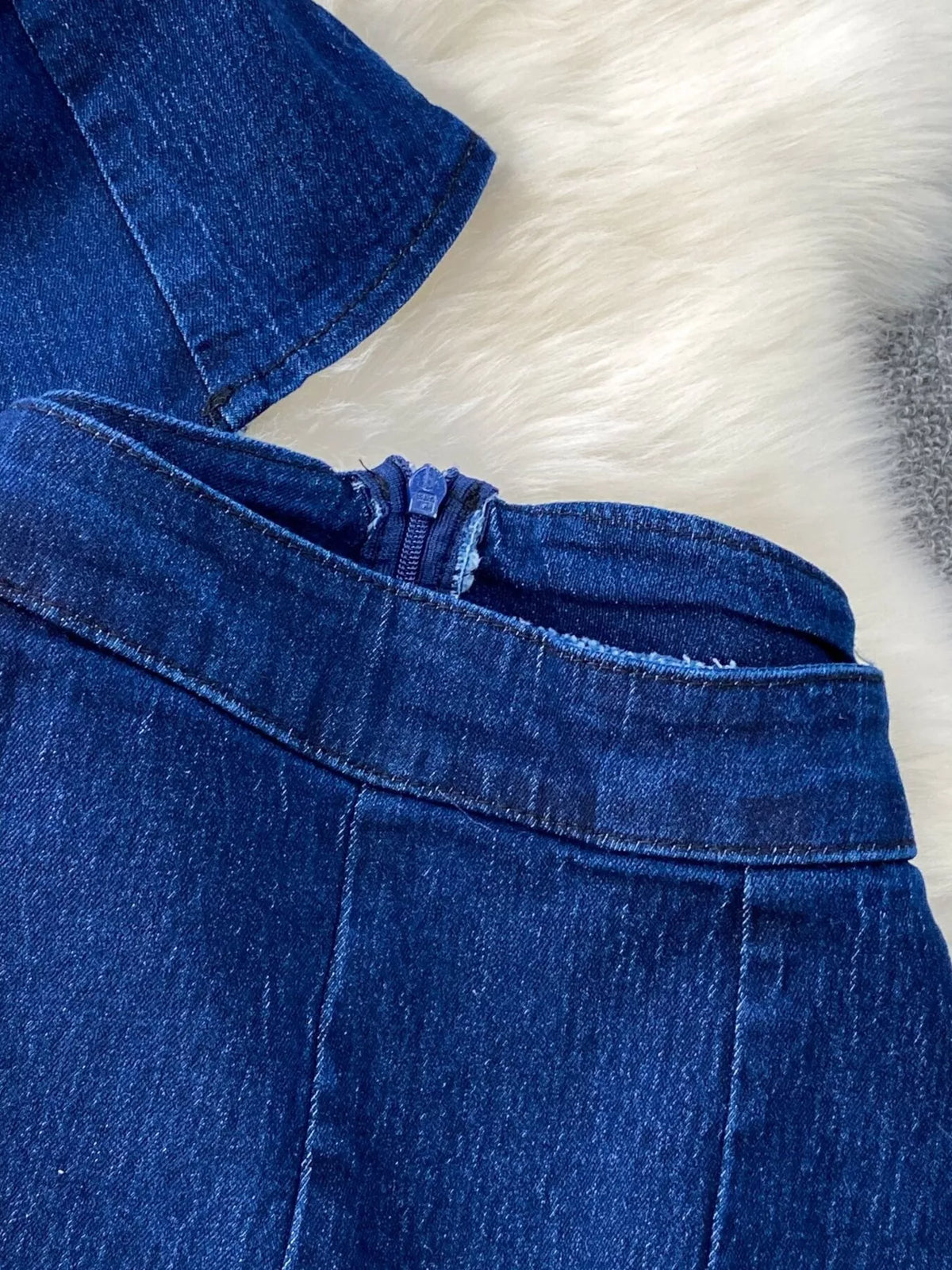 Flare jeans denim set styled look