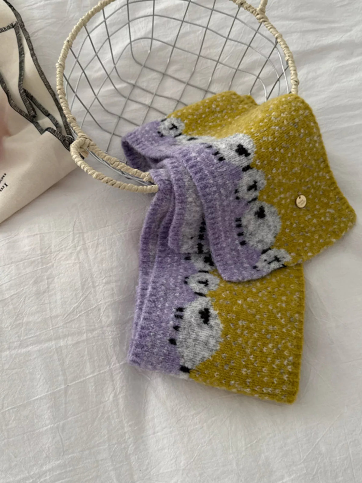 Sheep Pattern Knitted Scarf, view 10