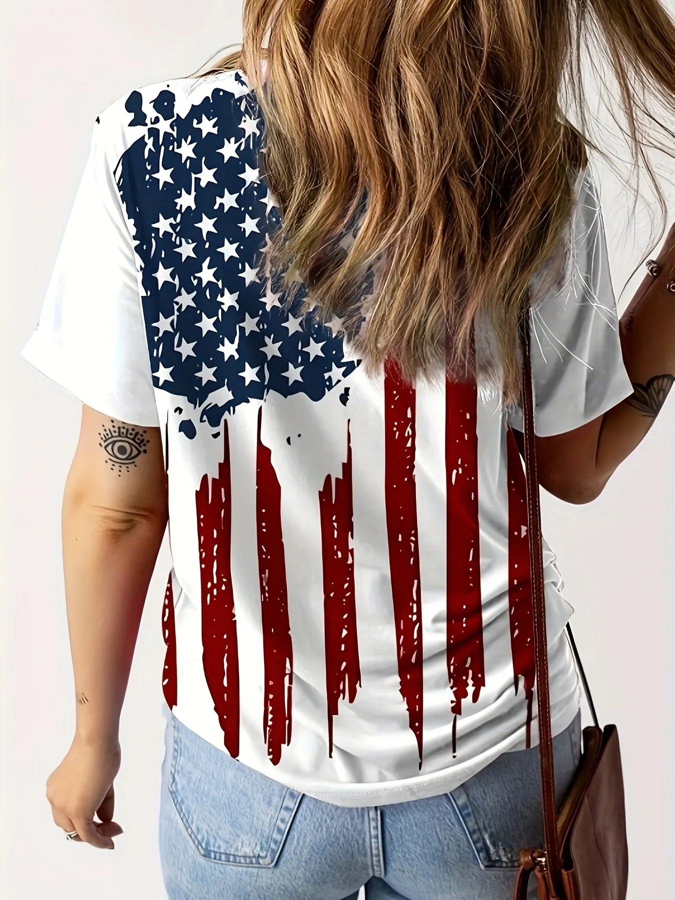 American Flag V-Neck Short Sleeve T-Shirt - Fashorio
