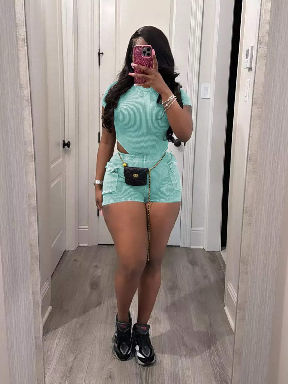 Ribbed Knit Bodysuit and Shorts Set, view 21