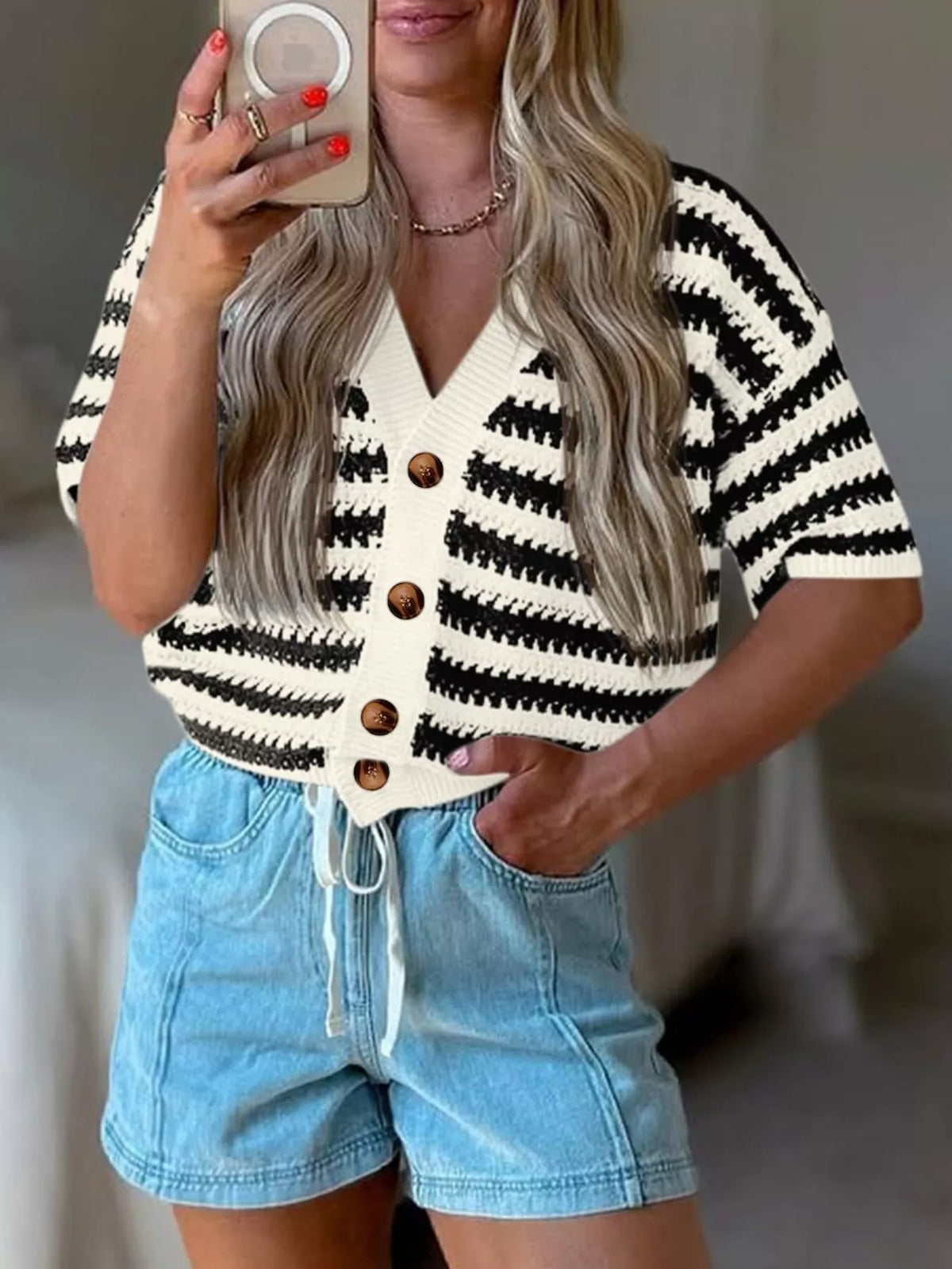 Striped Button Up Cardigan, view 12