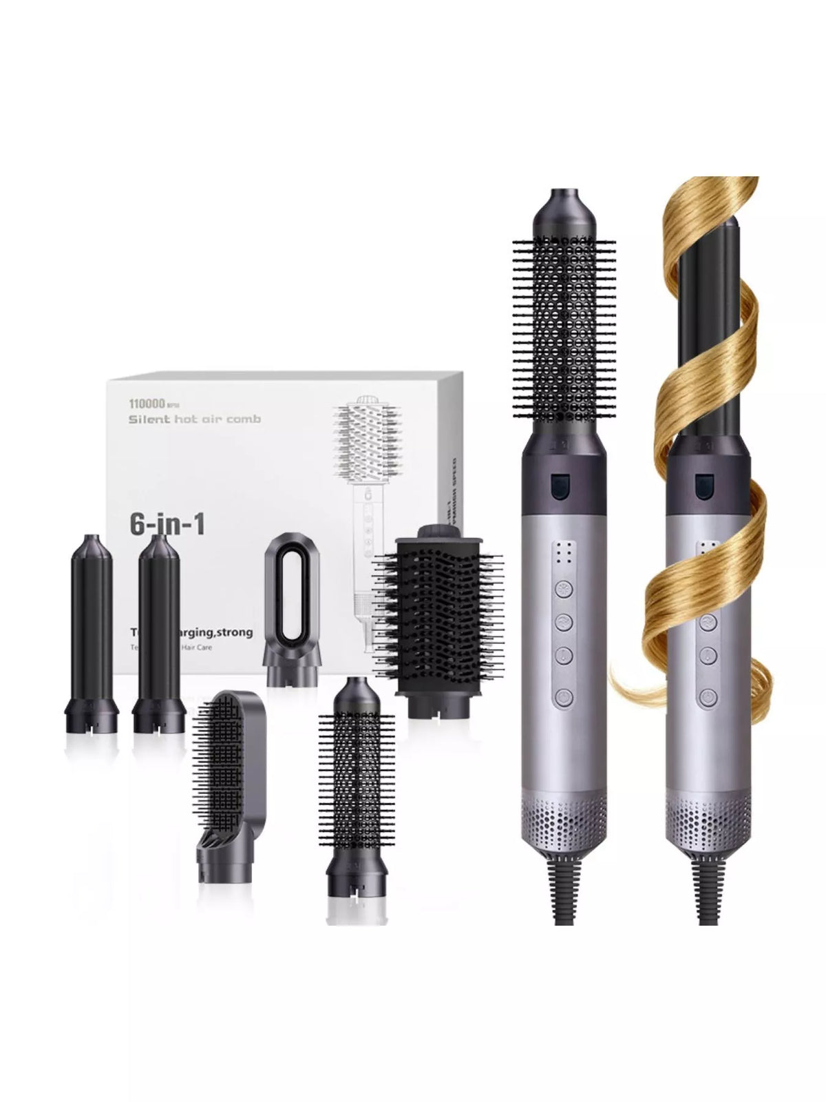 6 in 1 interchangeable head curling iron set