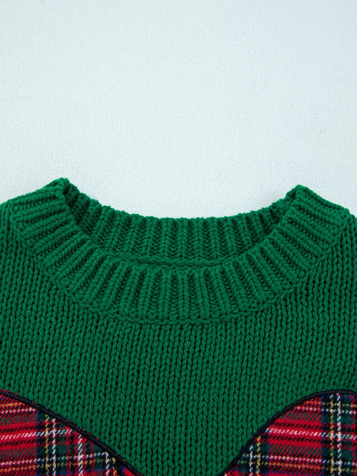 Plaid Bow Graphic Christmas Sweater on model