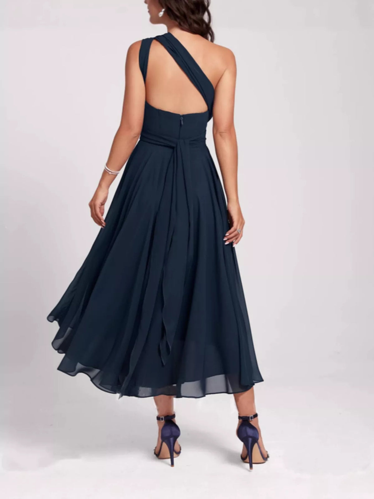 Side view of A line midi dress