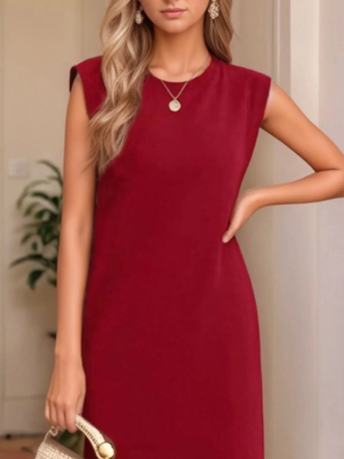 Slit Round Neck Sleeveless Maxi Tank Dress detail view 8