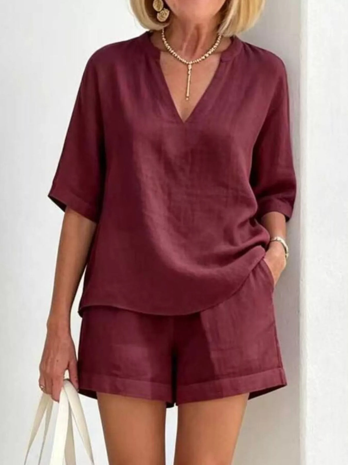 Two piece set shown in a light colourway