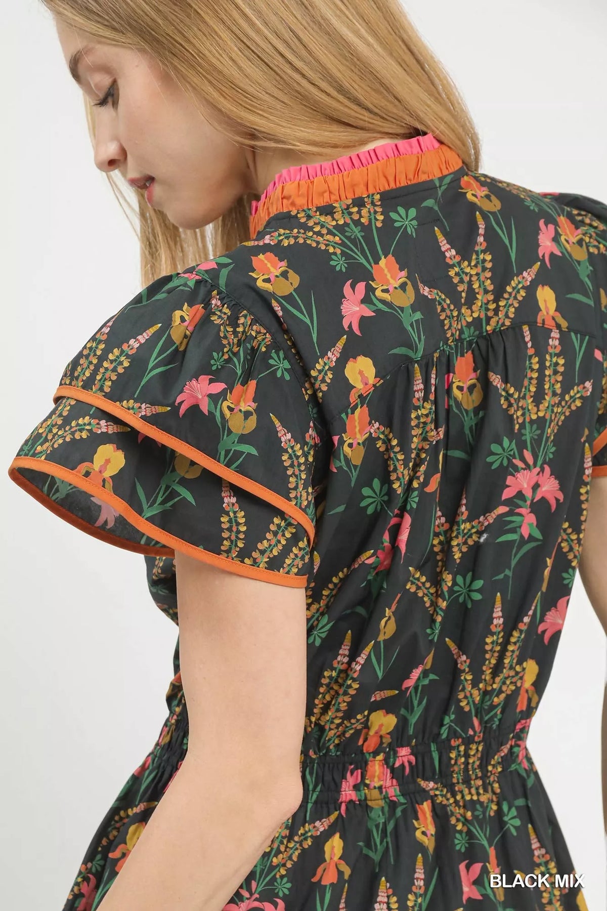 Floral Print Midi Dress in Black styled look