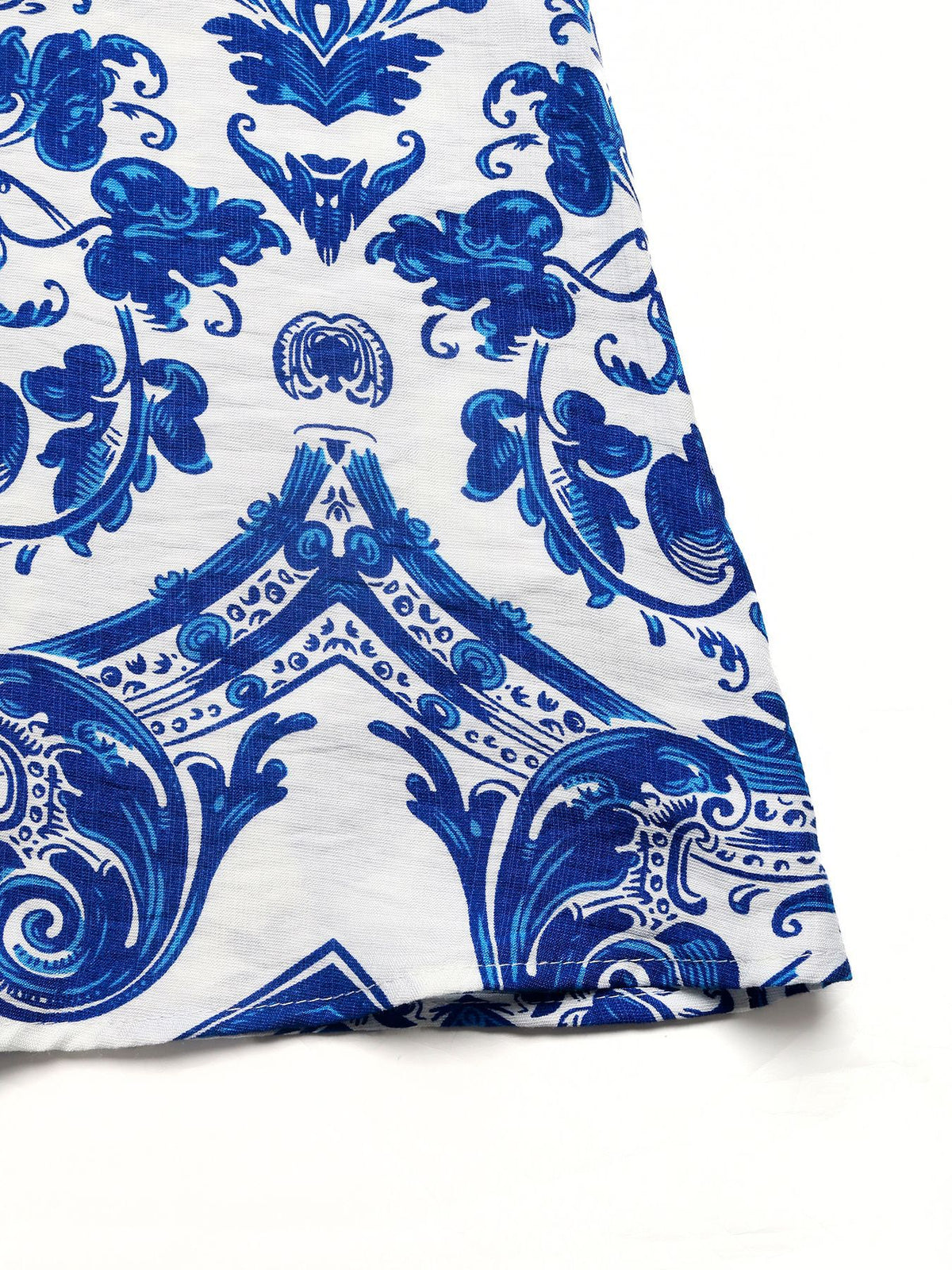 Allover print detail on halter maxi dress fabric