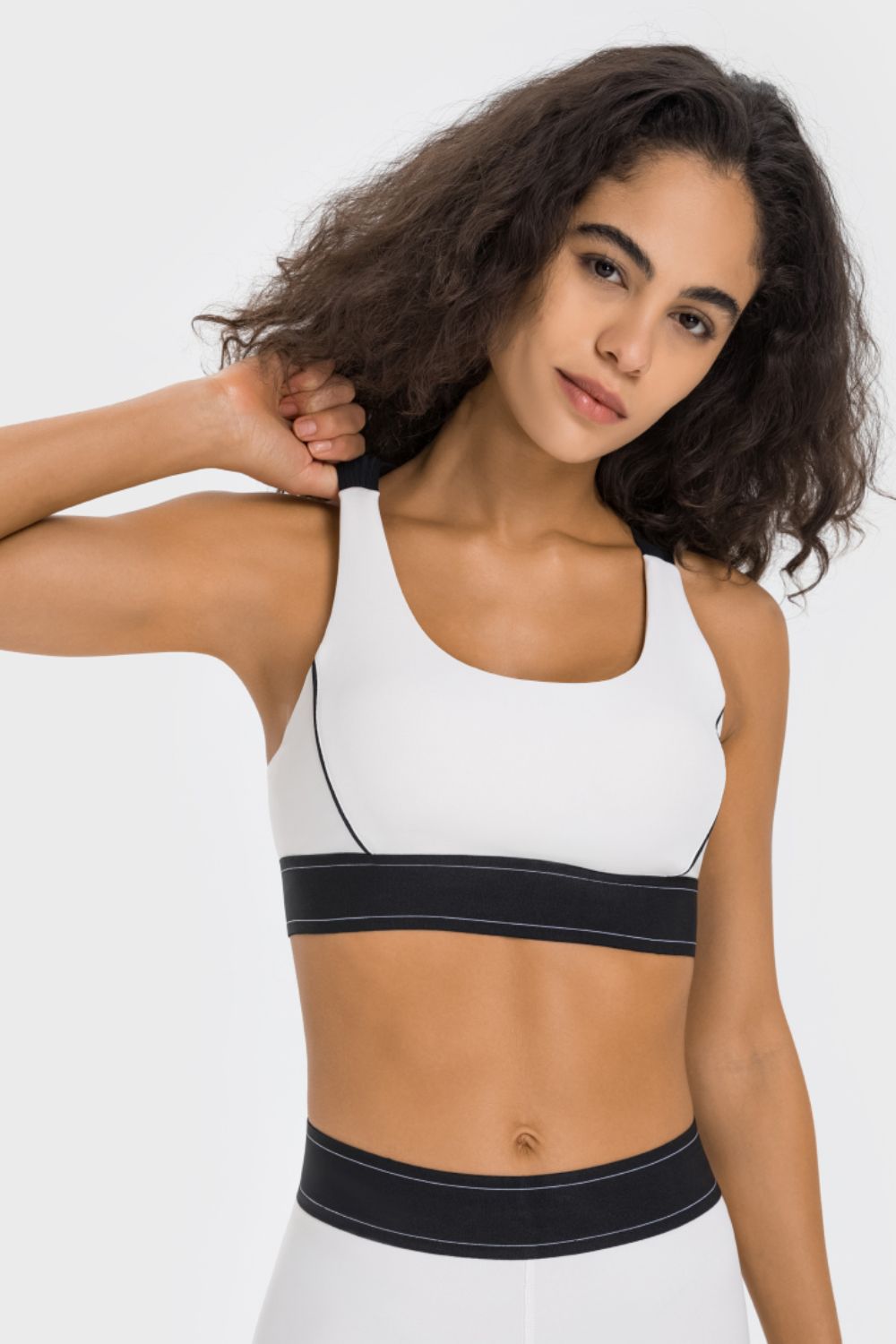 Sports bra in gray front view
