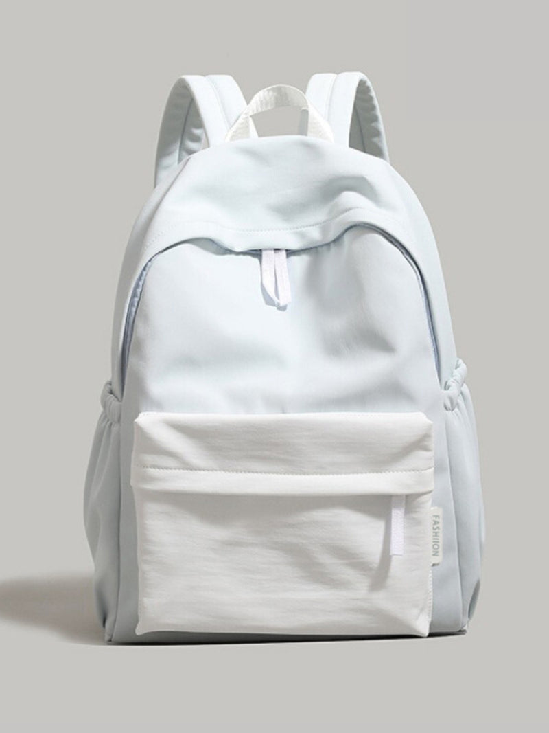Blue nylon casual backpack front view