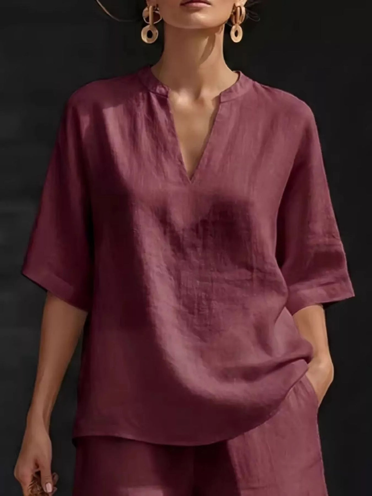 Notched half sleeve two piece full look