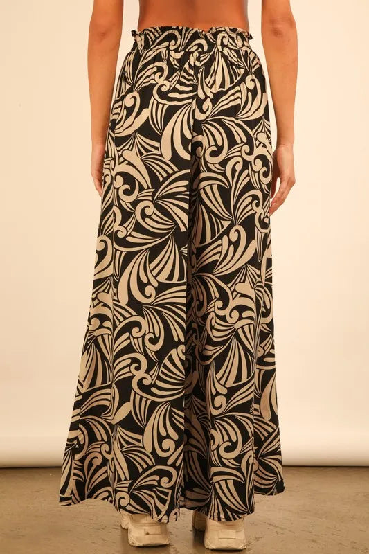 VERY J Full Size Printed Wide Leg Pants Plus Size - Fashorio