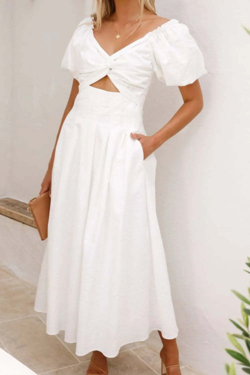 Sweetheart Neck Puff Sleeve Dress, view 9