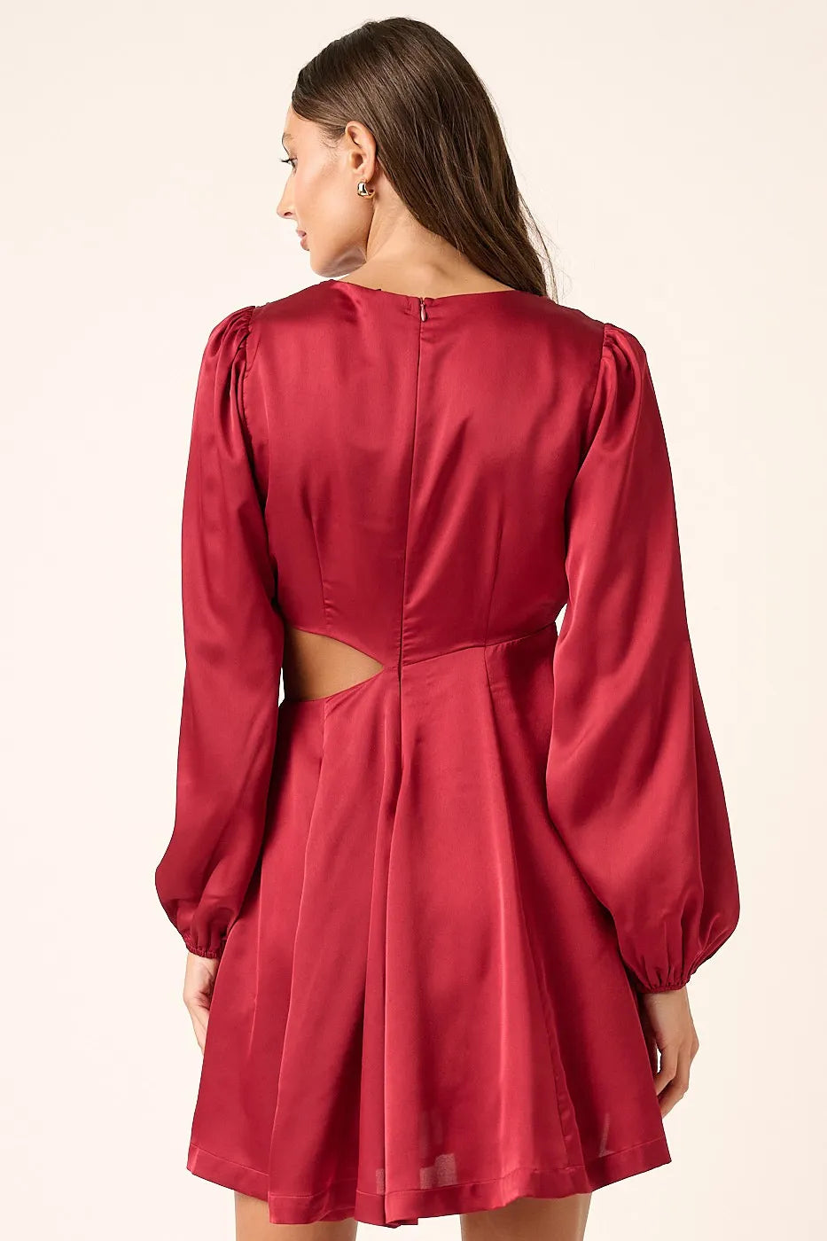 Satin Side Cutout Detail Mini Dress styled look