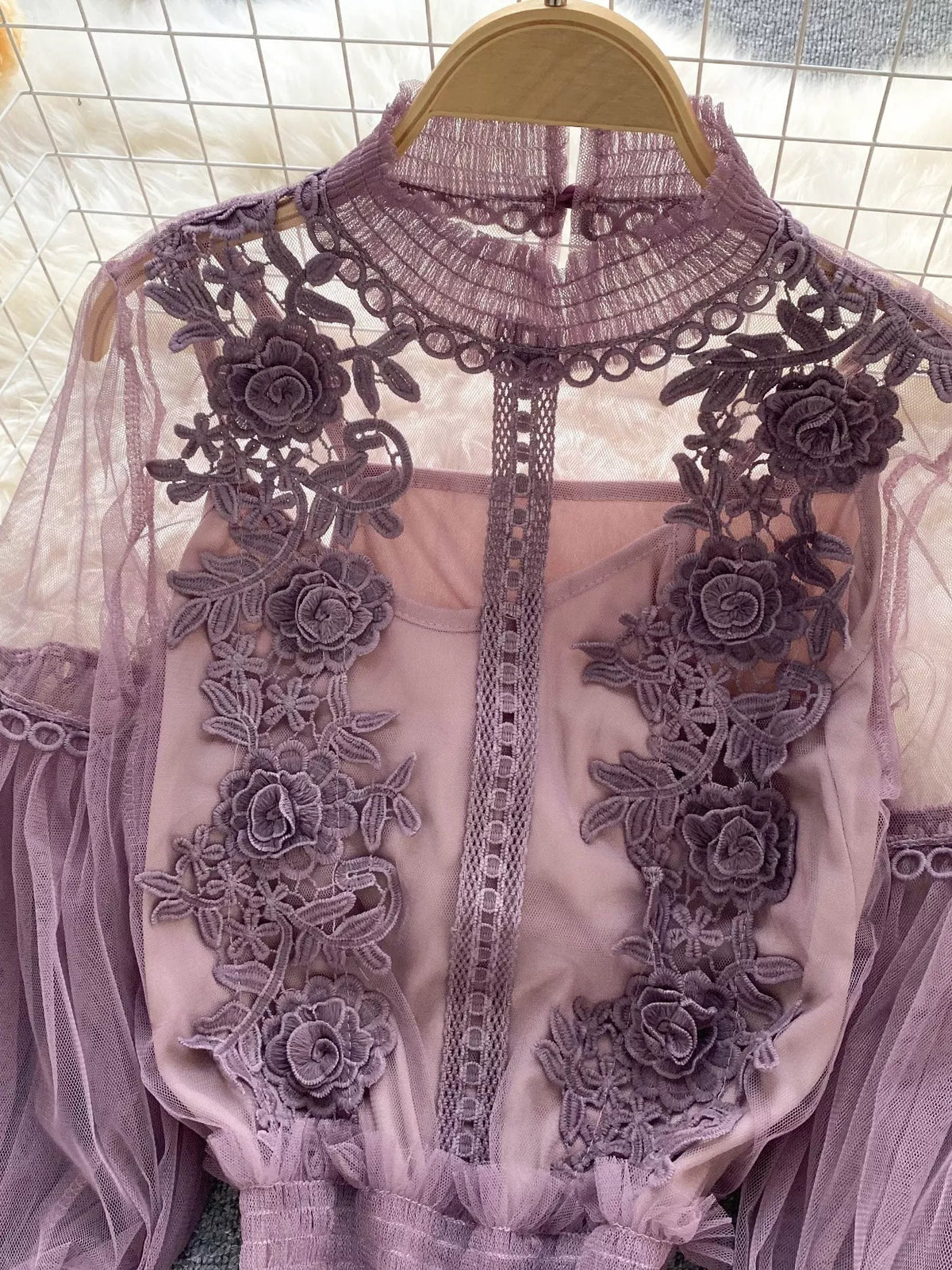 Floral Lace Blouse and Cami Two Piece Set, view 15