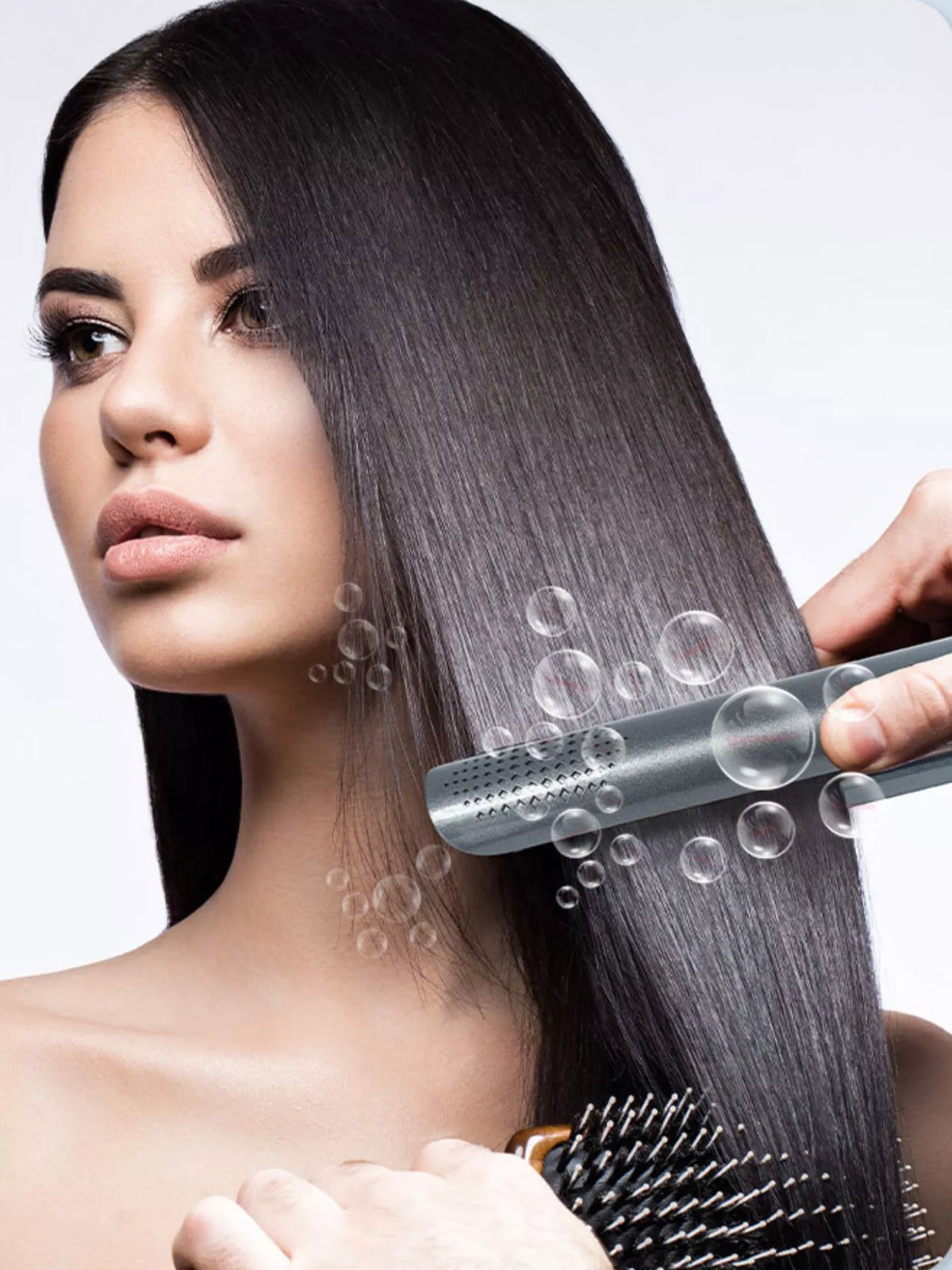Hair straightener heated plates close up