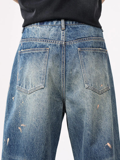 Men's Full Size Distressed Wide Leg Vintage Jeans Plus Size - Fashorio