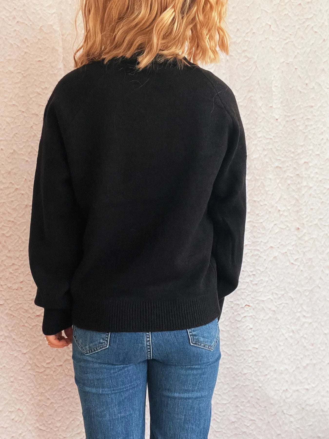 Button-Front Long Sleeve Sweater - Fashorio