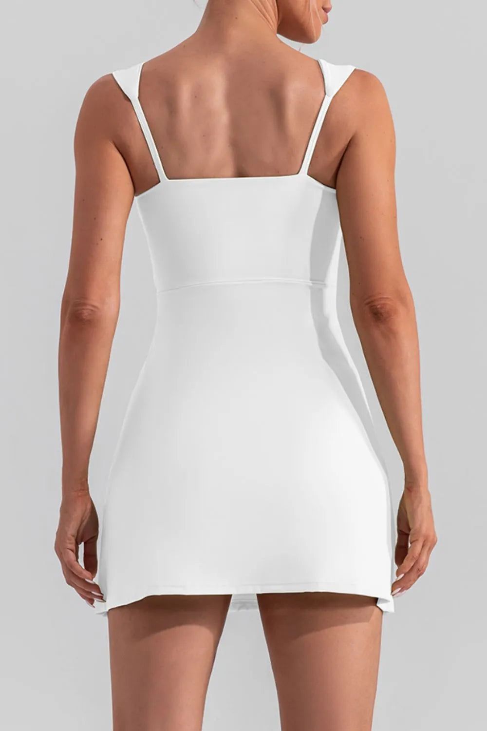 Square Neck Sleeveless Slit Mini Active Dress view 12
